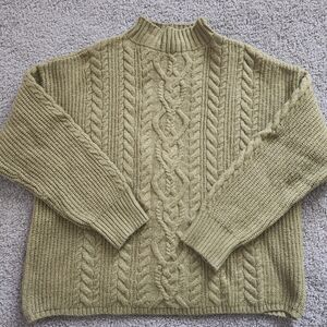 Old Navy SoSoft Cropped Mock-Neck Cable Sweater Women's XL Green